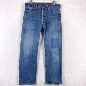 VTG Levis 501 Jeans Mens 34x30 Faded Patch Whiskered Button Fly Classic Rock Y2K